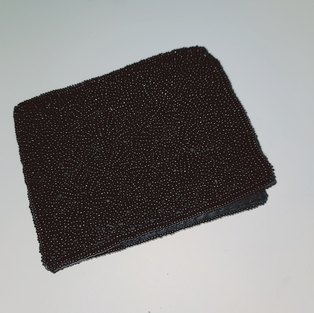 COPY - Quality Vintage Black Glass seed Bead Wallet Billfold Raised Decoration